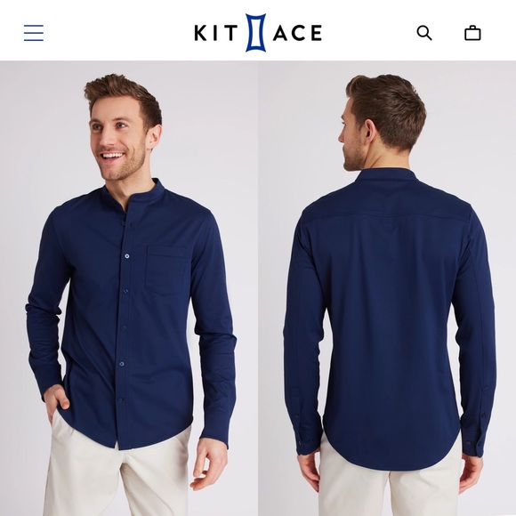 Kit and Ace Other - KIT AND ACE CITY TECH COLLARLESS SHIRT STANDARD FIT NAVY BLUE MEN’S XS CASUAL